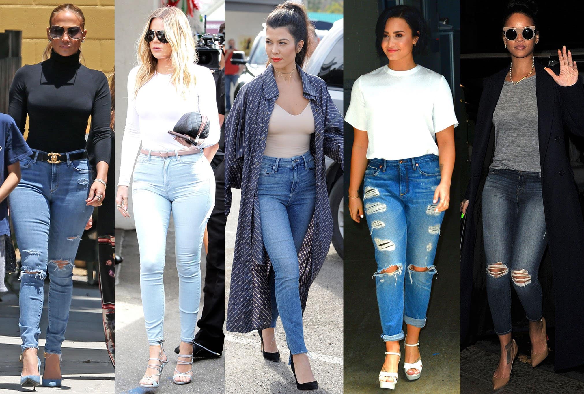 Empowering Style: Jennifer Lopez, Khloé Kardashian, Kourtney Kardashian, Demi Lovato, and Rihanna demonstrate how jeans can enhance and celebrate curvy figures
