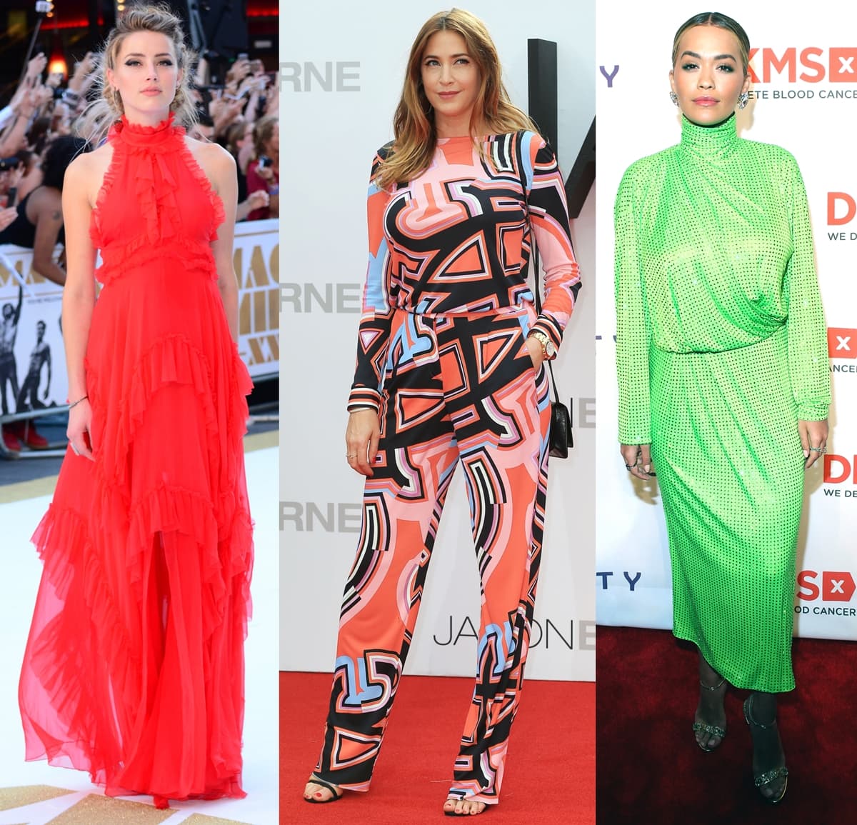 Amber Heard, Lisa Snowdon, and Rita Ora showcase Emilio Pucci’s signature prints and vibrant color palette on the red carpet