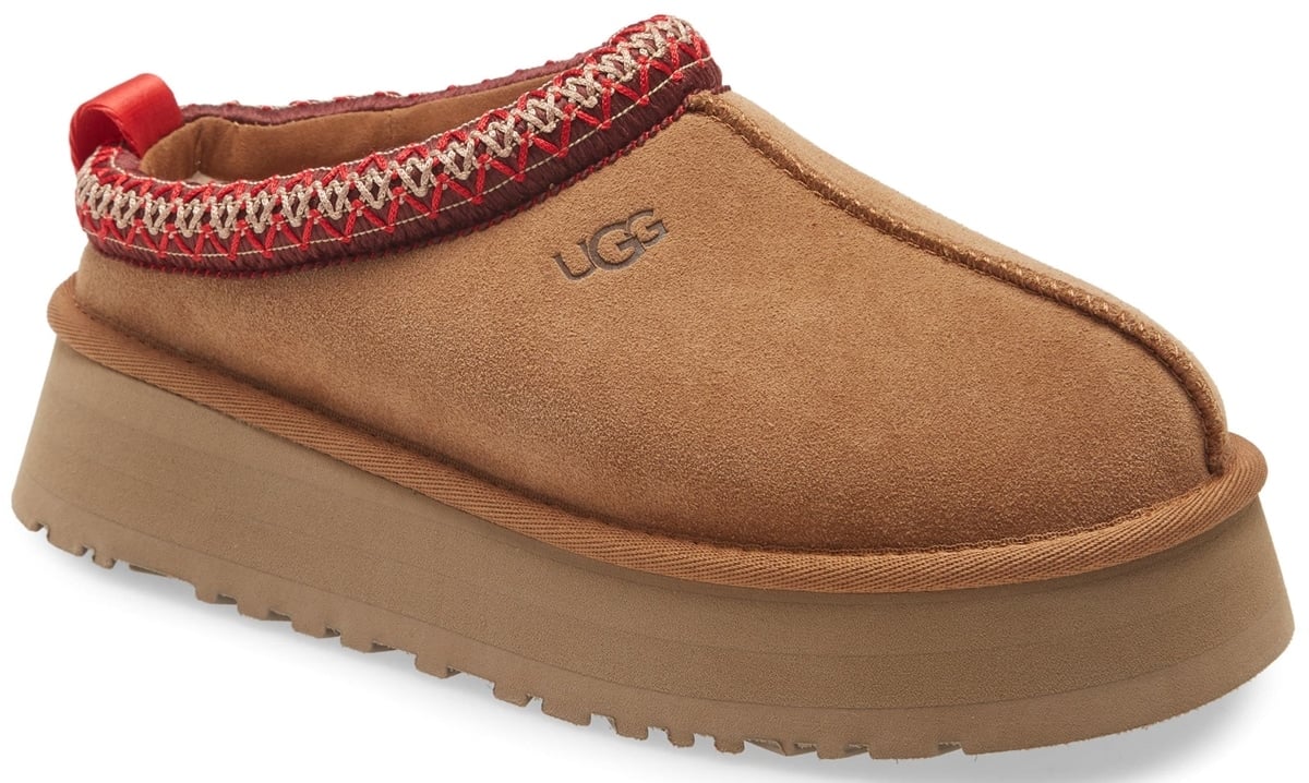 UGG's new Tazz platform mule slippers are lined in the label's signature UGGplush wool blend for a slipper-like feel indoors or out
