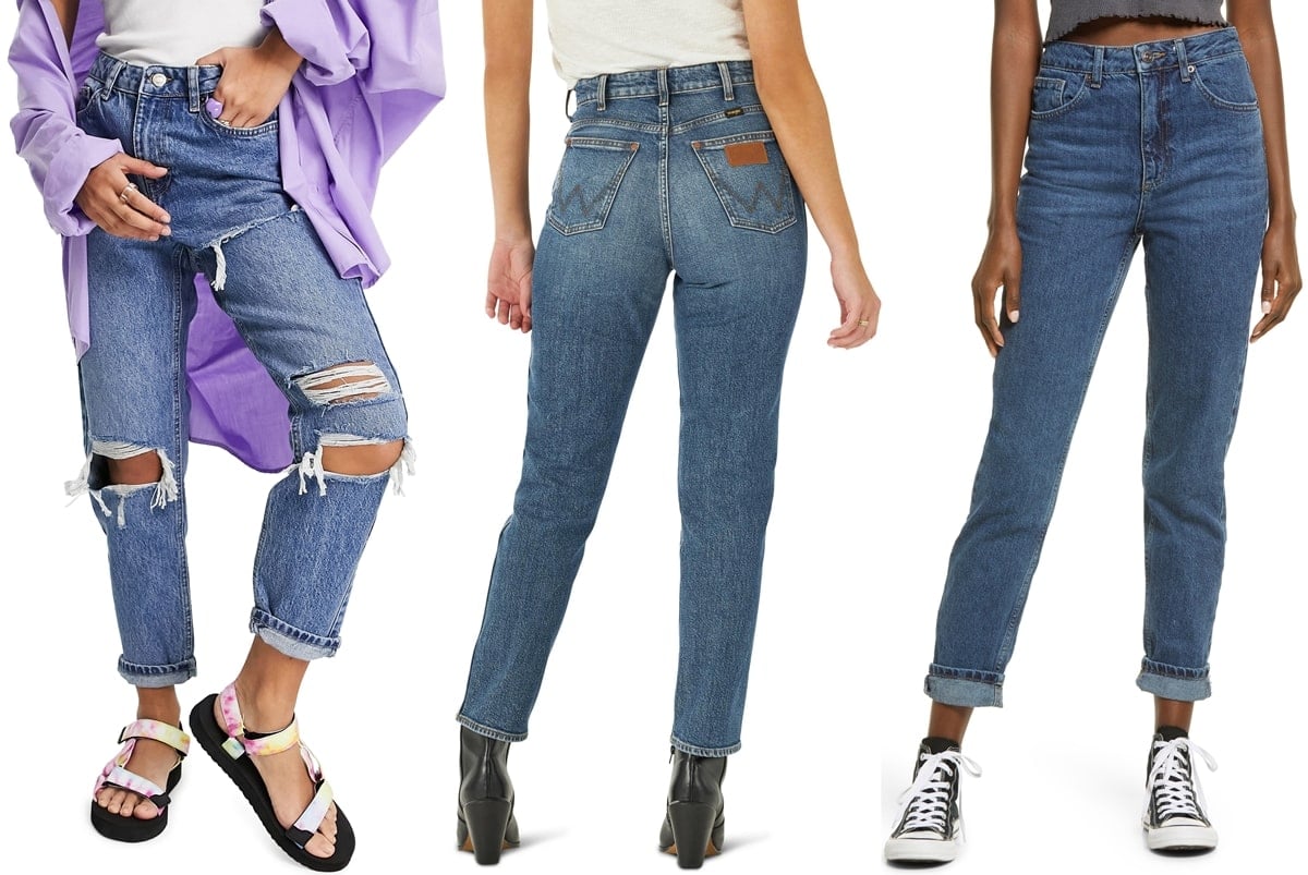 Teenagers and twenty-somethings showcase the versatility of mom jeans, pairing them with everything from casual sandals to chic ankle boots and classic sneakers