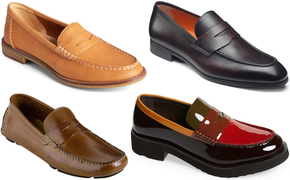 Penny loafers are classic slip-ons featuring a distinctive vamp detail, blending timeless style with ease