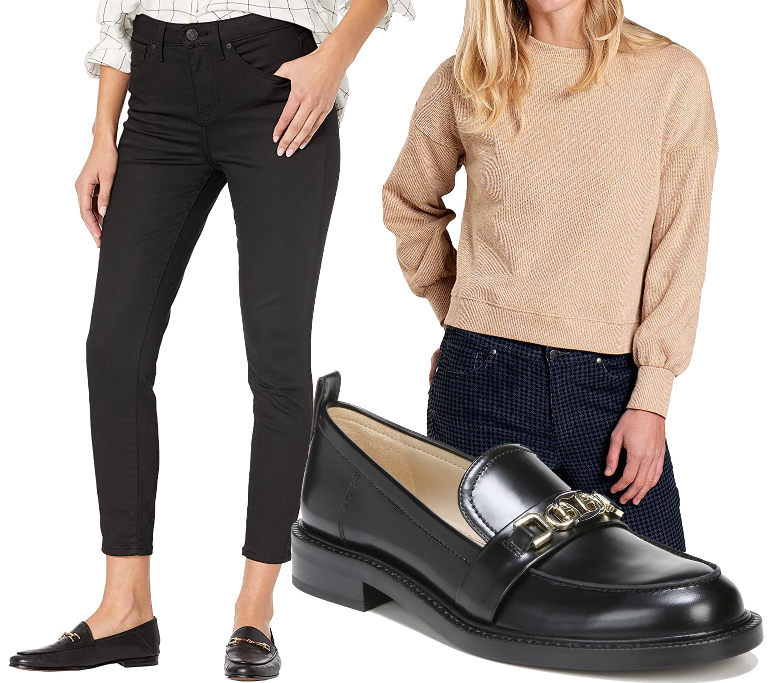 Jag Jeans Viola Pull-On High-Rise Skinny Jeans, $78.95 at Zappos, Sam Edelman Christy Loafers, $150 at Nordstrom, ToadCo Byrne Pullover, $75 at Zappos