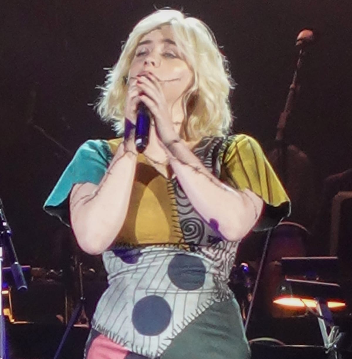 Billie Eilish embraces spooky-chic style as Sally from The Nightmare Before Christmas during a live performance at the Hollywood Bowl.