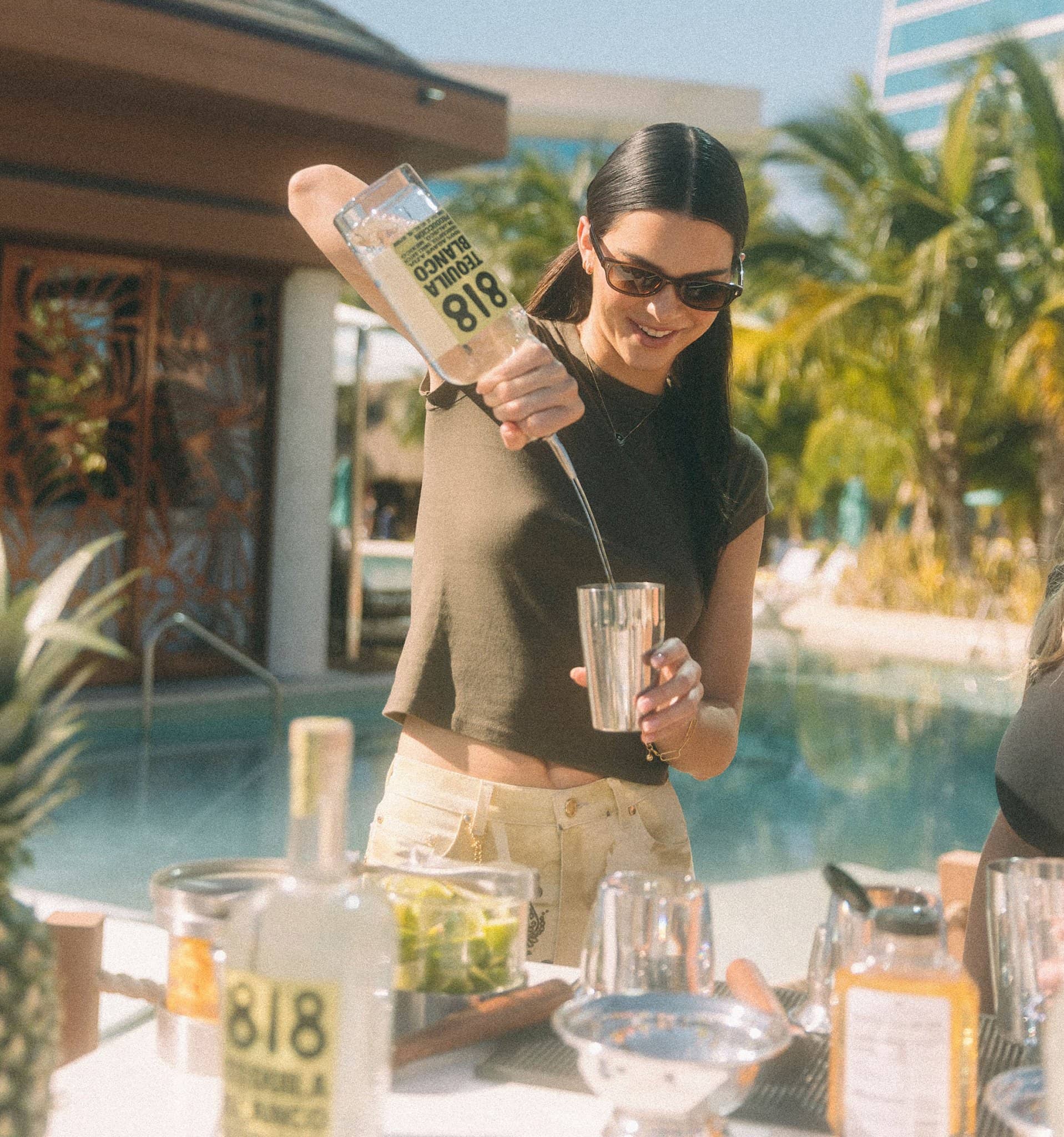 Kendall Jenner mixes 818 Tequila cocktails at Seminole Hard Rock Hotel Casino in Florida on December 7, 2021