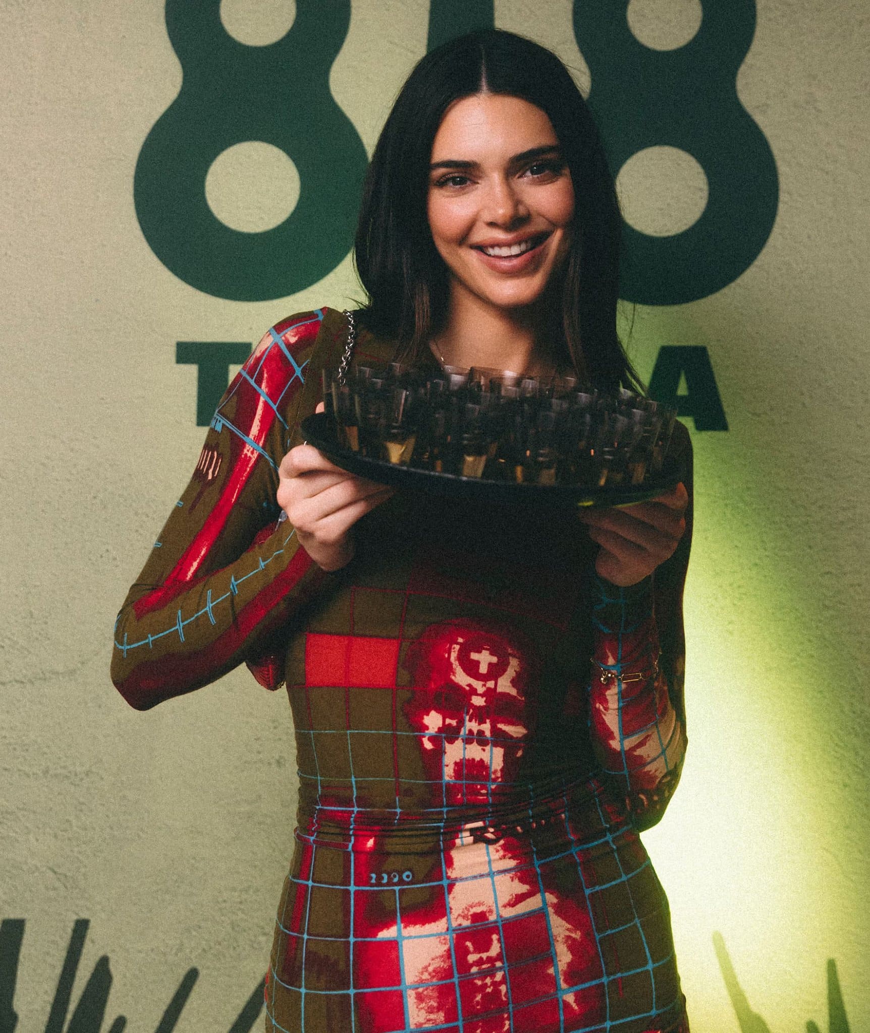 Kendall Jenner flaunts her slim frame in a vintage 1996 Jean Paul Gaultier Skeleton Cyberbaba bodycon maxi dress