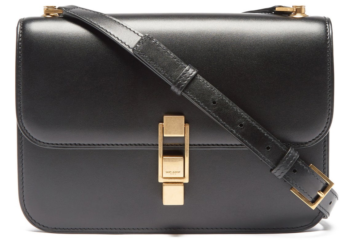 Saint Laurent takes inspiration from vintage satchels to design the Le Carré bag that features an engraved gold hardware at the front