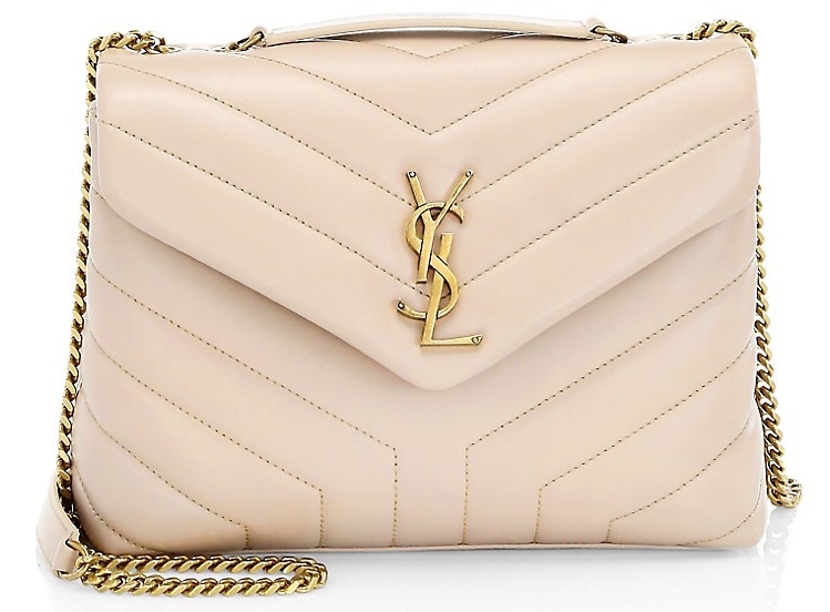 The Lou Lou bag from Saint Laurent is characterized by its quilted design and envelope flap