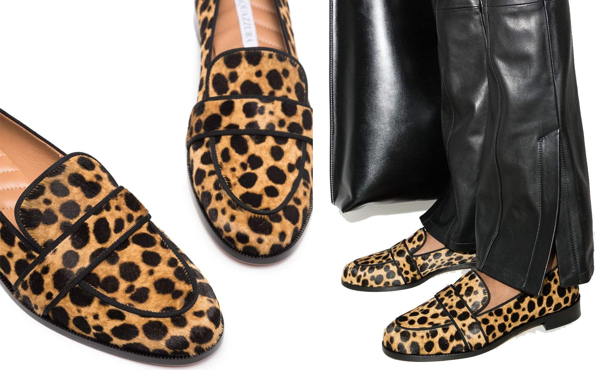 Cheetah prints feature bold black spots that exude sophistication, perfectly showcased in Aquazzura's chic Martin flat loafers