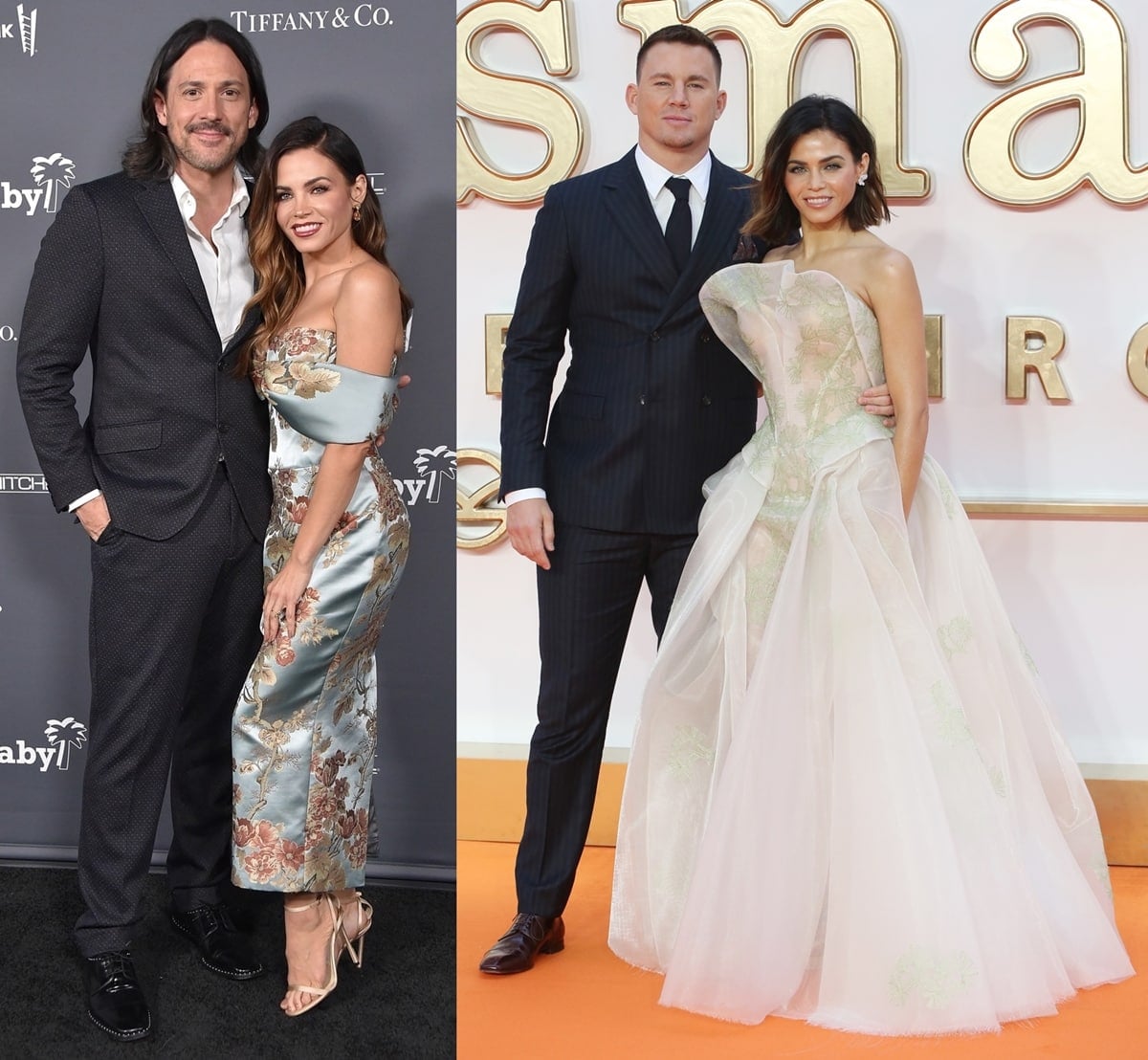 Petite actress Jenna Dewan, standing at 5ft 2 (157.5 cm), cuts a striking figure beside her much taller partner Steve Kazee (L) and ex-husband Channing Tatum — with elegant heels helping to balance out the dramatic height difference