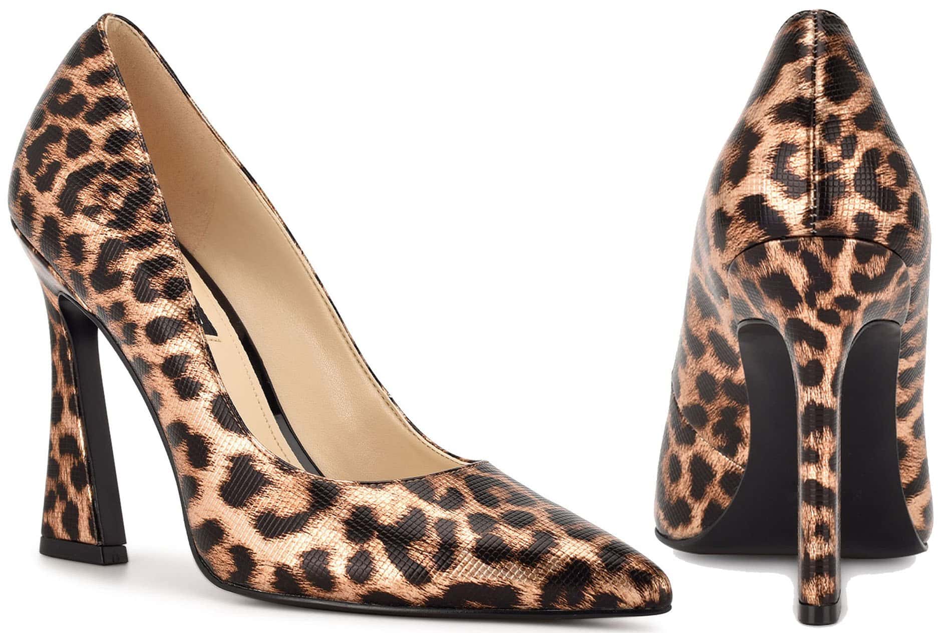 With their irregular, clustered rosettes, Nine West's leopard-print heels effortlessly pair with both elegant dresses and casual jeans for versatile styling