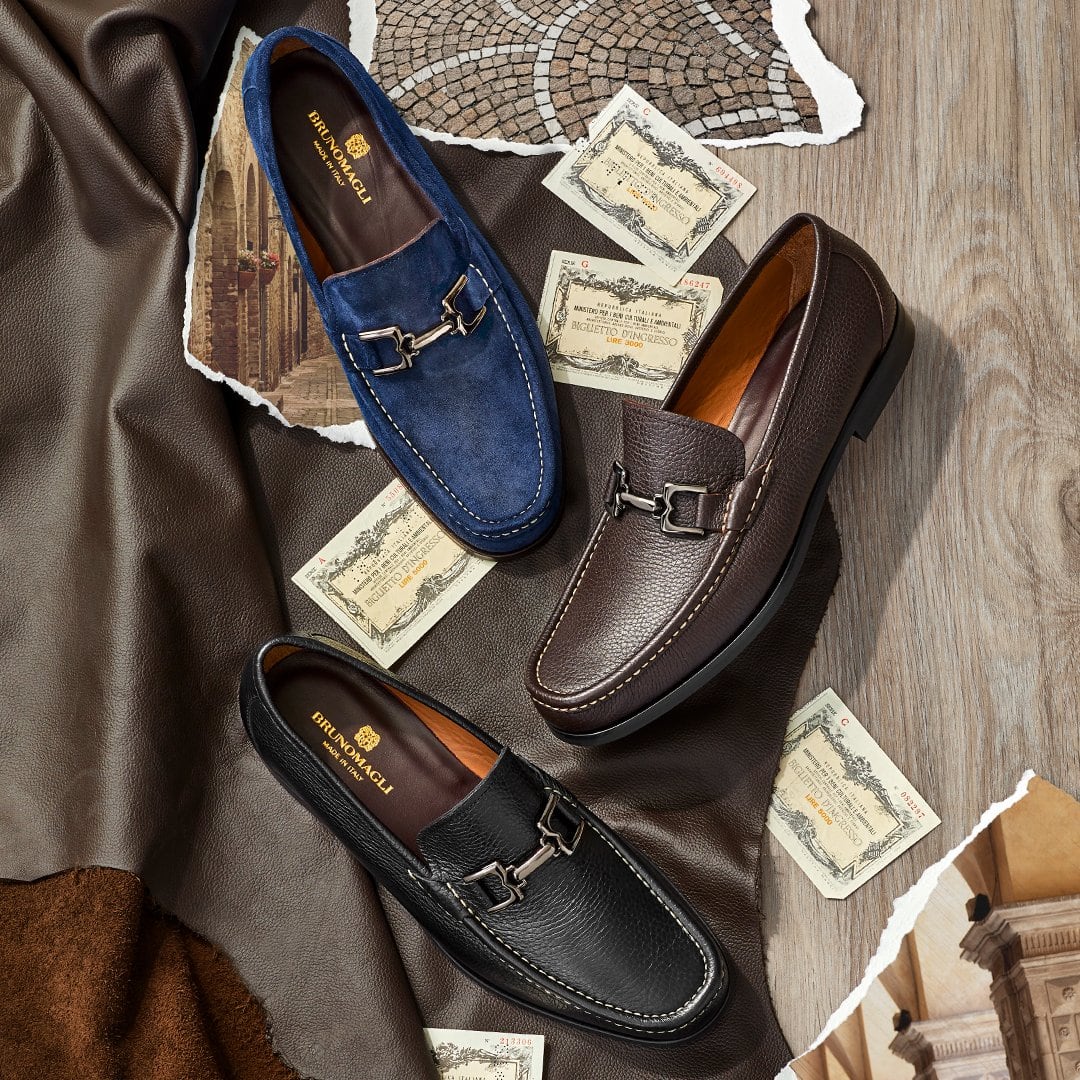Bruno Magli’s classic bit loafer slip-on combines sophistication and versatility