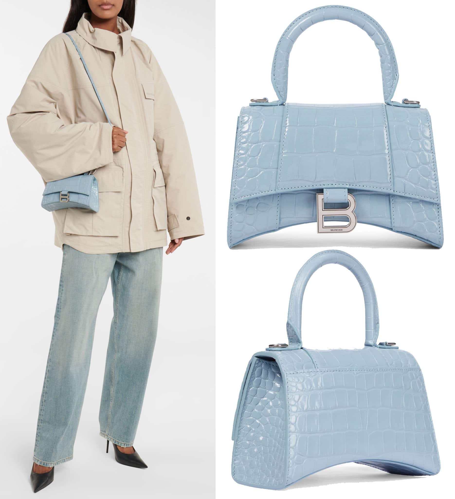 Adding a polished touch to every look, Balenciaga's Hourglass bag is defined by the structured hourglass silhouette and the B-shaped logo detail on the front