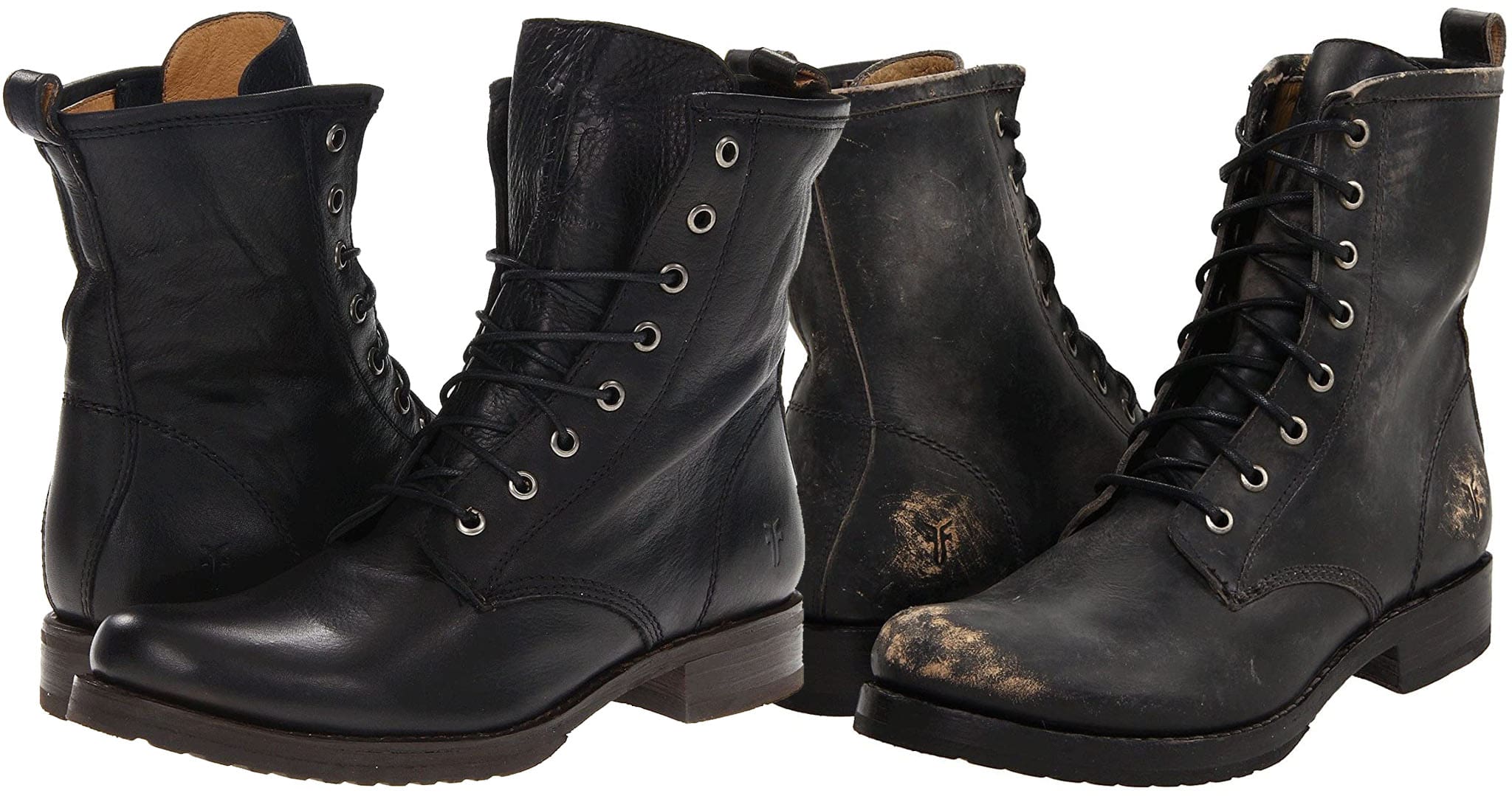 Cut from pebbled leather, the Veronica Combat boots have a streamlined silhouette and a hand-burnished finish
