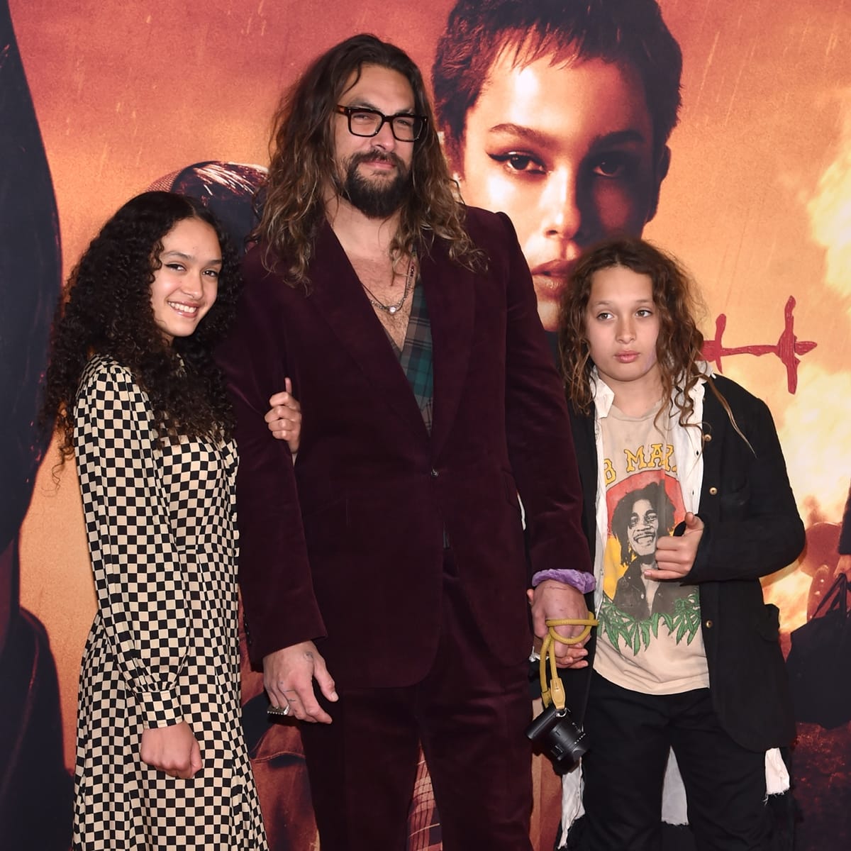 Jason Momoa brought his children, daughter Lola and son Nakoa-Wolf, to support Zoë Kravitz at the premiere of The Batman in New York City on March 1, 2022