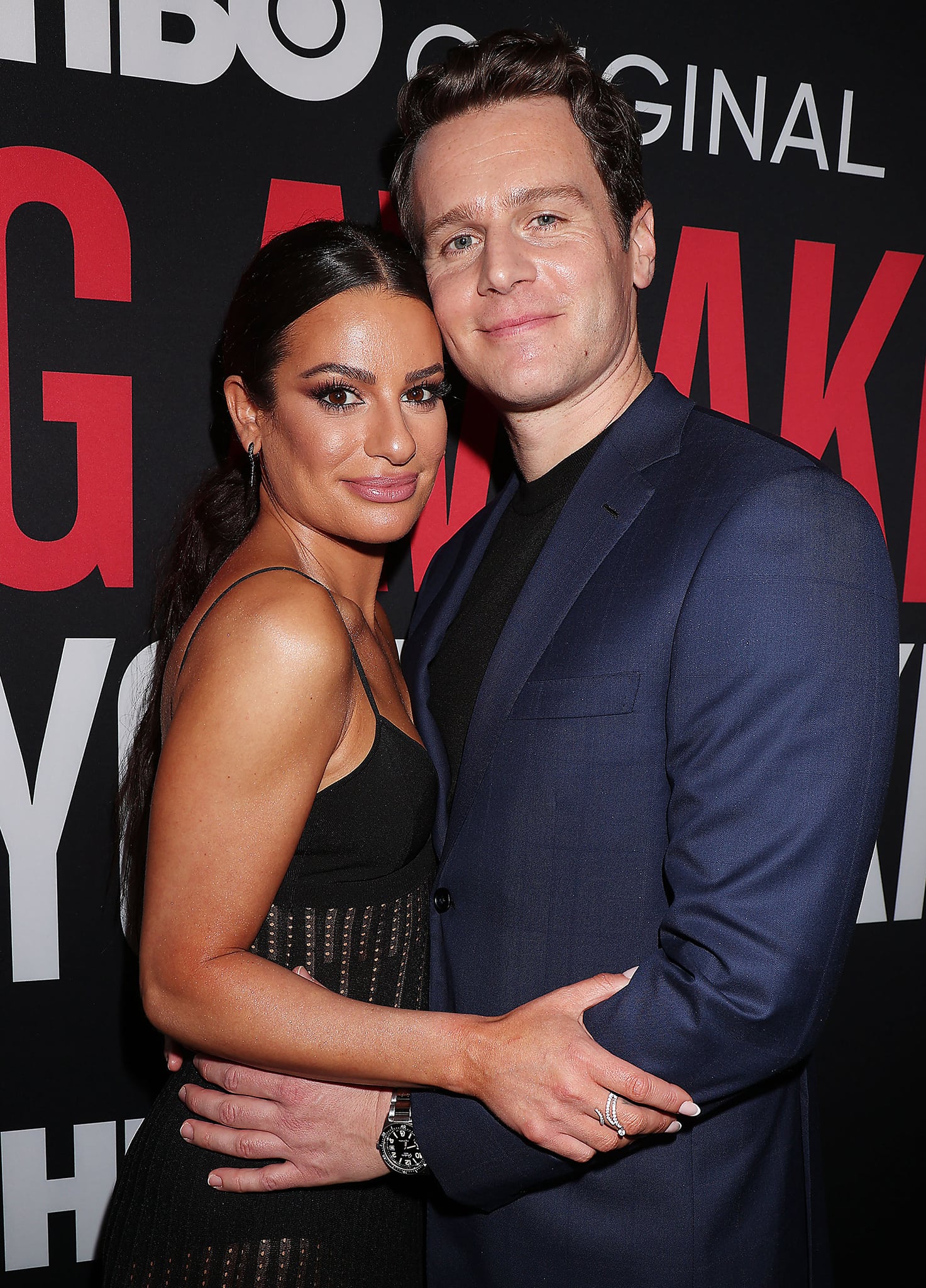 Lea Michele and Jonathan Groff at the premiere of the HBO documentary on April 25, 2022