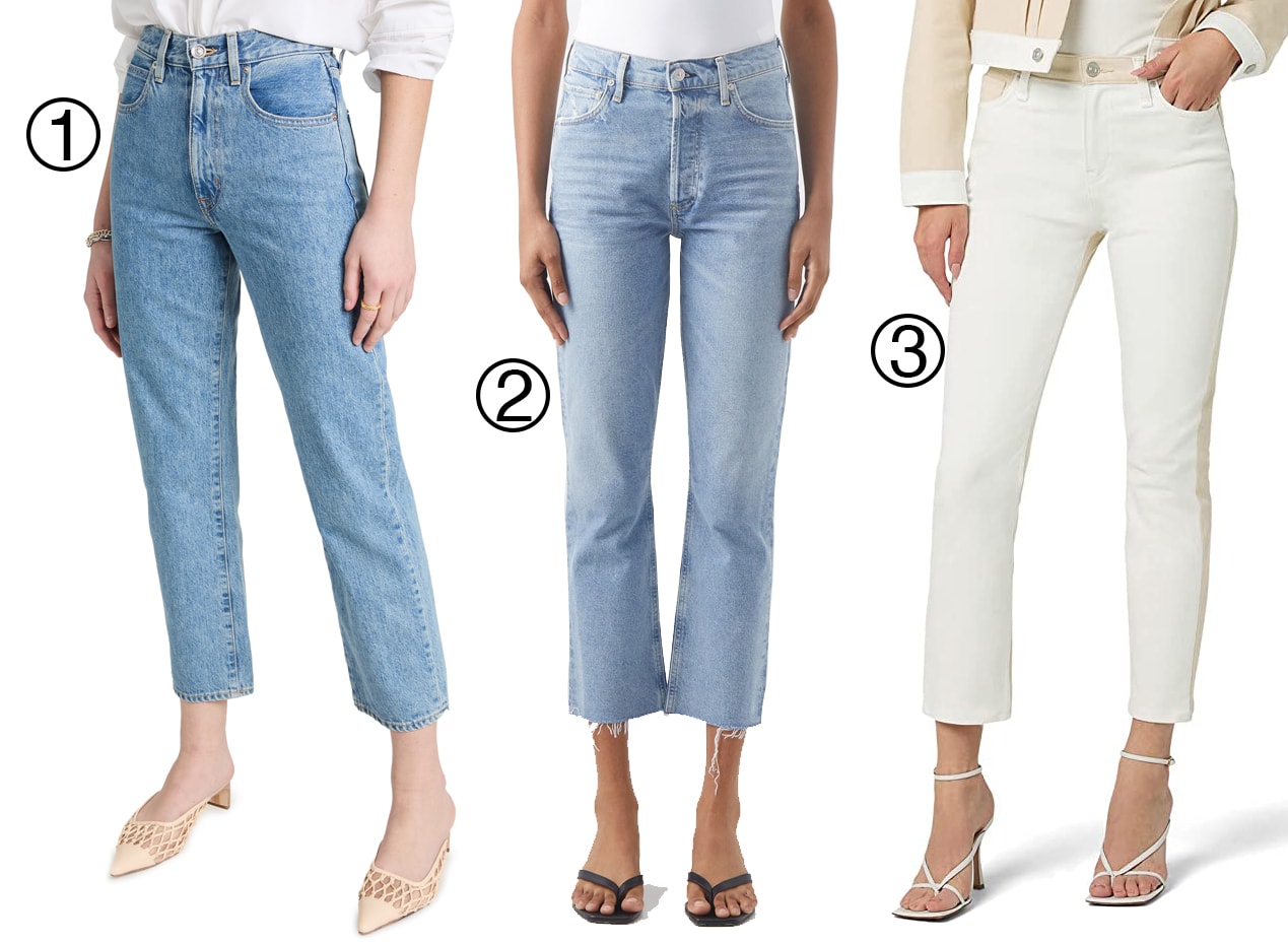 Get summer-ready with cropped jeans: 1. SLVRLAKE London Crop Jeans, 2. Citizens of Humanity Charlotte Cropped Straight-leg Jeans, 3. Hudson Jeans Holly High-Rise Straight Crop