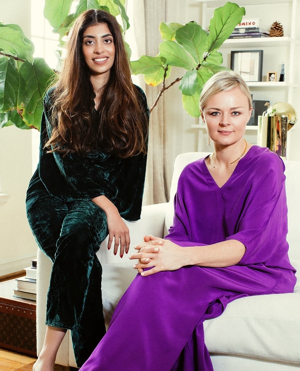 Purna Khatau and Phoebe Vickers, founders of the Rhode fashion label, pose together following the company’s trademark dispute with Hailey Bieber’s Rhode skincare launch, highlighting the growing tension between celebrity beauty brands and established independent fashion businesses