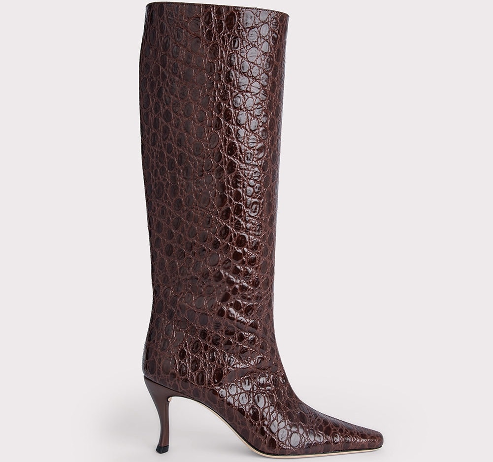 By Far Stevie Croc-Embossed Leather Boots
