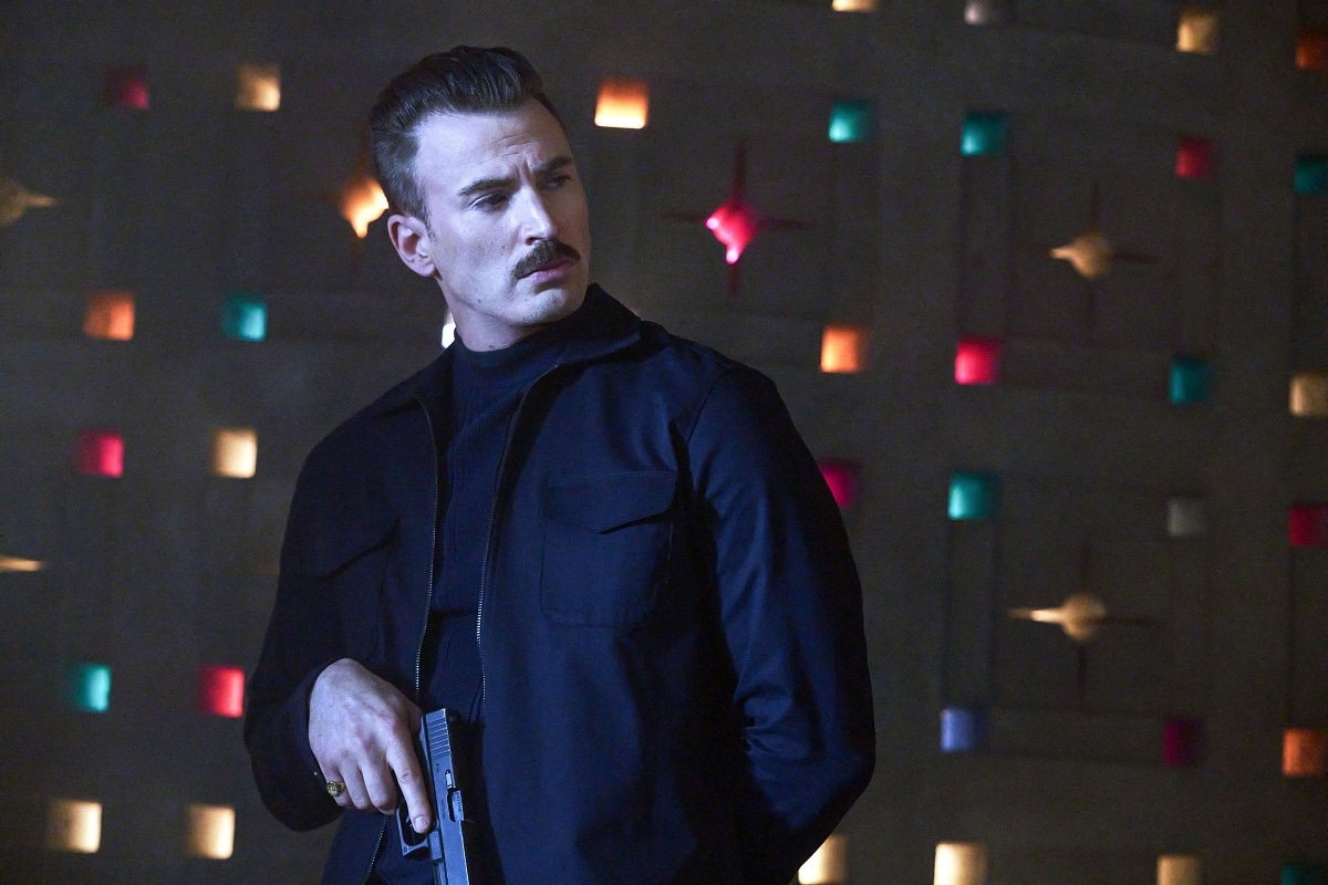 Chris Evans as Lloyd Hansen in the 2022 action thriller The Gray Man