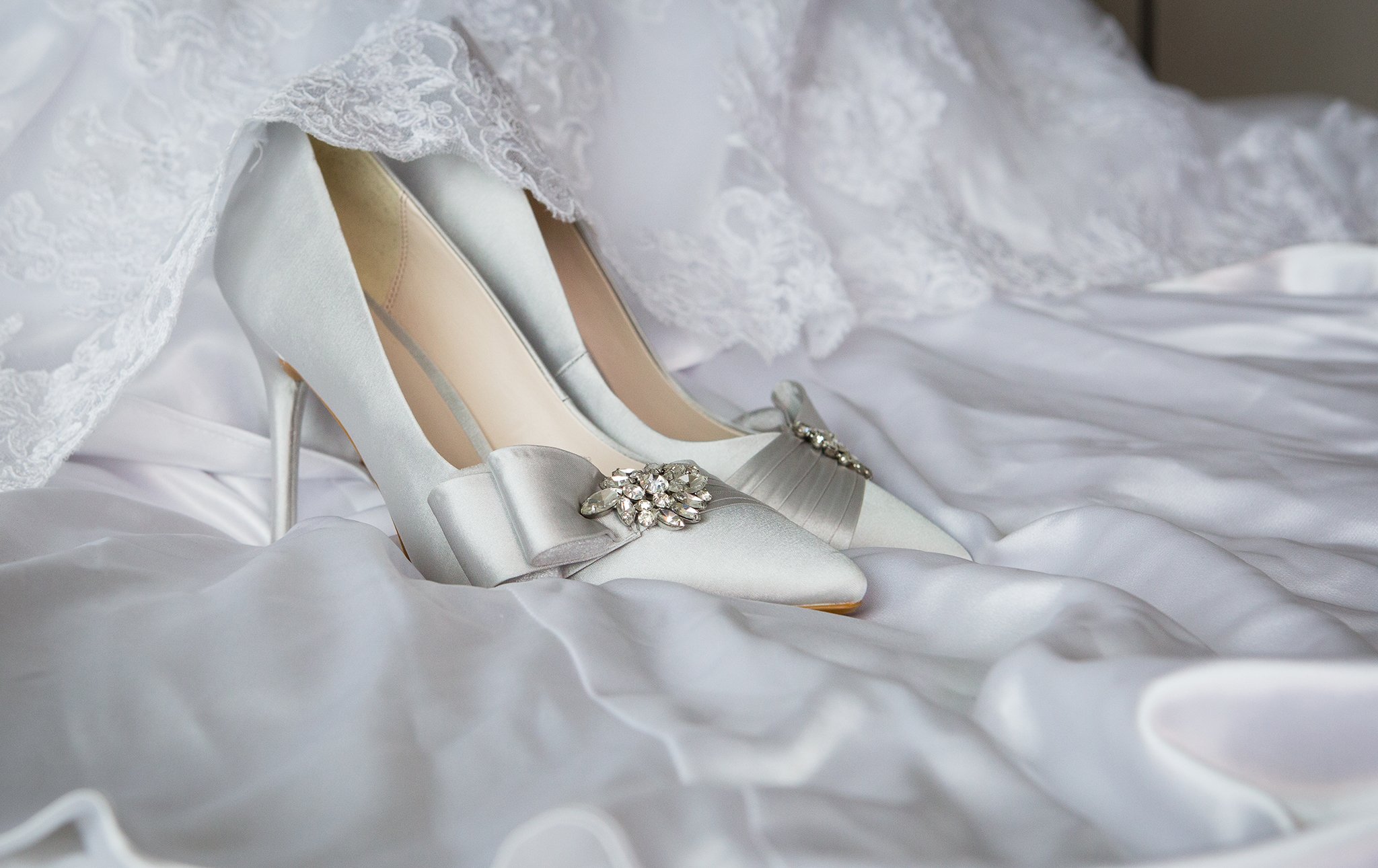 Satin shoes are popular among brides because of their minimalistic, effortless elegance