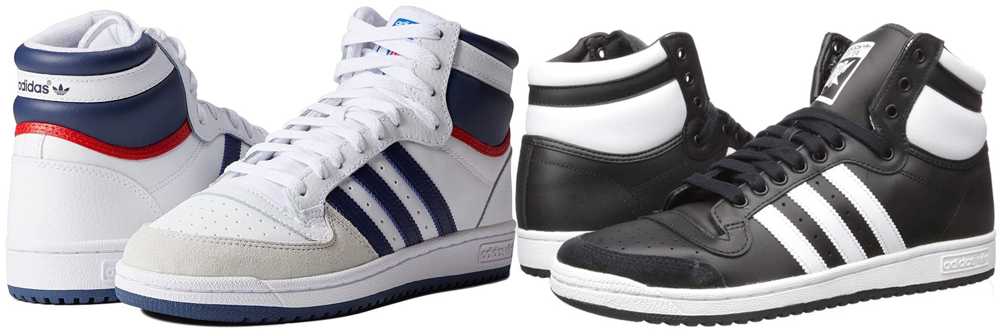 Originally introduced as a basketball shoe for the NBA's elite players, the Adidas Top Ten High has endured as a clean, retro silhouette that showcases the brand's classic three-stripe design and padded high-top profile
