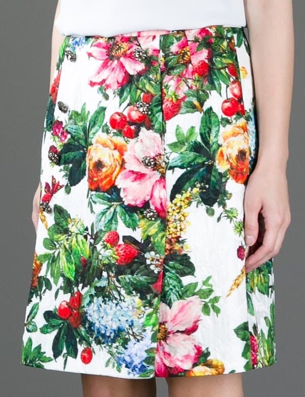 Dolce Gabbana Floral Skirt in White Multi
