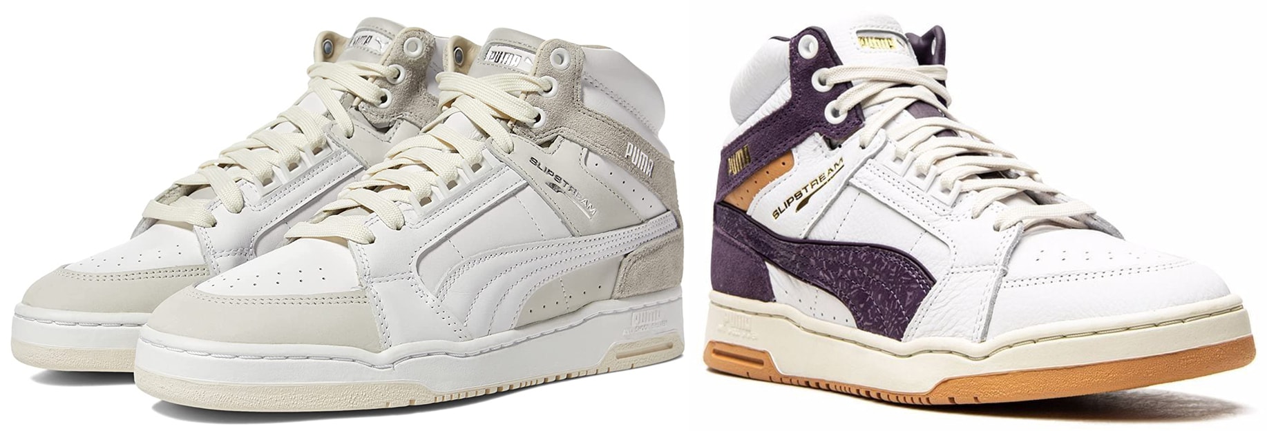 The Puma Slipstream debuted in 1987 as a basketball shoe and remains one of the brand's most recognizable high-top silhouettes, blending vintage court-inspired design with contemporary materials and lifestyle-focused colorways