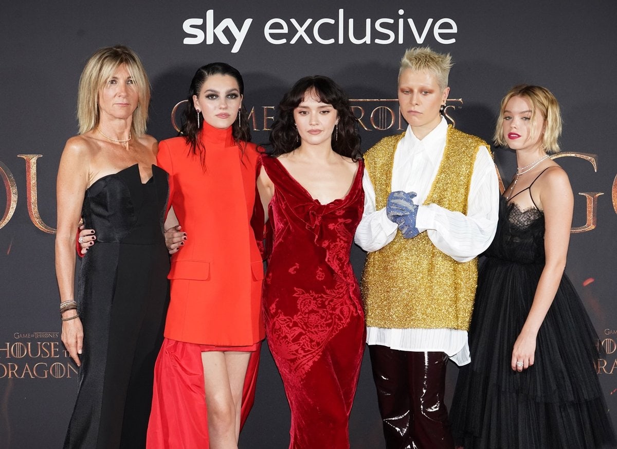 Eve Best, Emily Carey, Olivia Cooke, Emma D’Arcy, and Milly Alcock brought strikingly individual interpretations of modern medieval glamour to the House of the Dragon London premiere red carpet
