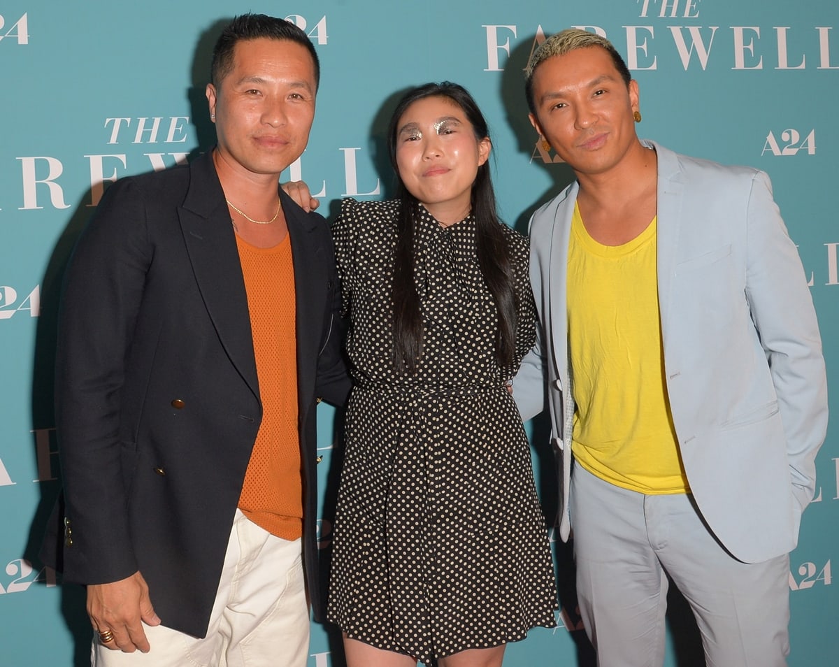 Phillip Lim (L), Awkwafina, and Prabal Gurung attend