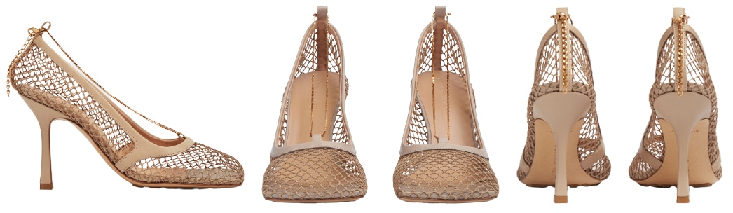 Daniel Lee of Bottega Veneta is believed to have pioneered the chain shoe trend with his Stretch heel design for Bottega Veneta's Pre-Fall 2019 collection