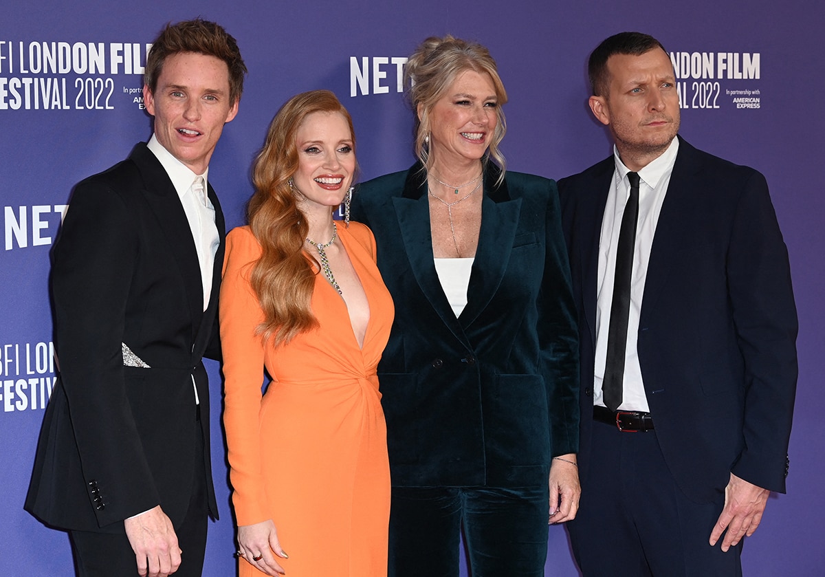 The cast and director of The Good Nurse pose alongside the real-life ICU nurse Amy Loughren at the film’s London premiere, marking a rare red-carpet moment that bridges true crime and real-world heroism