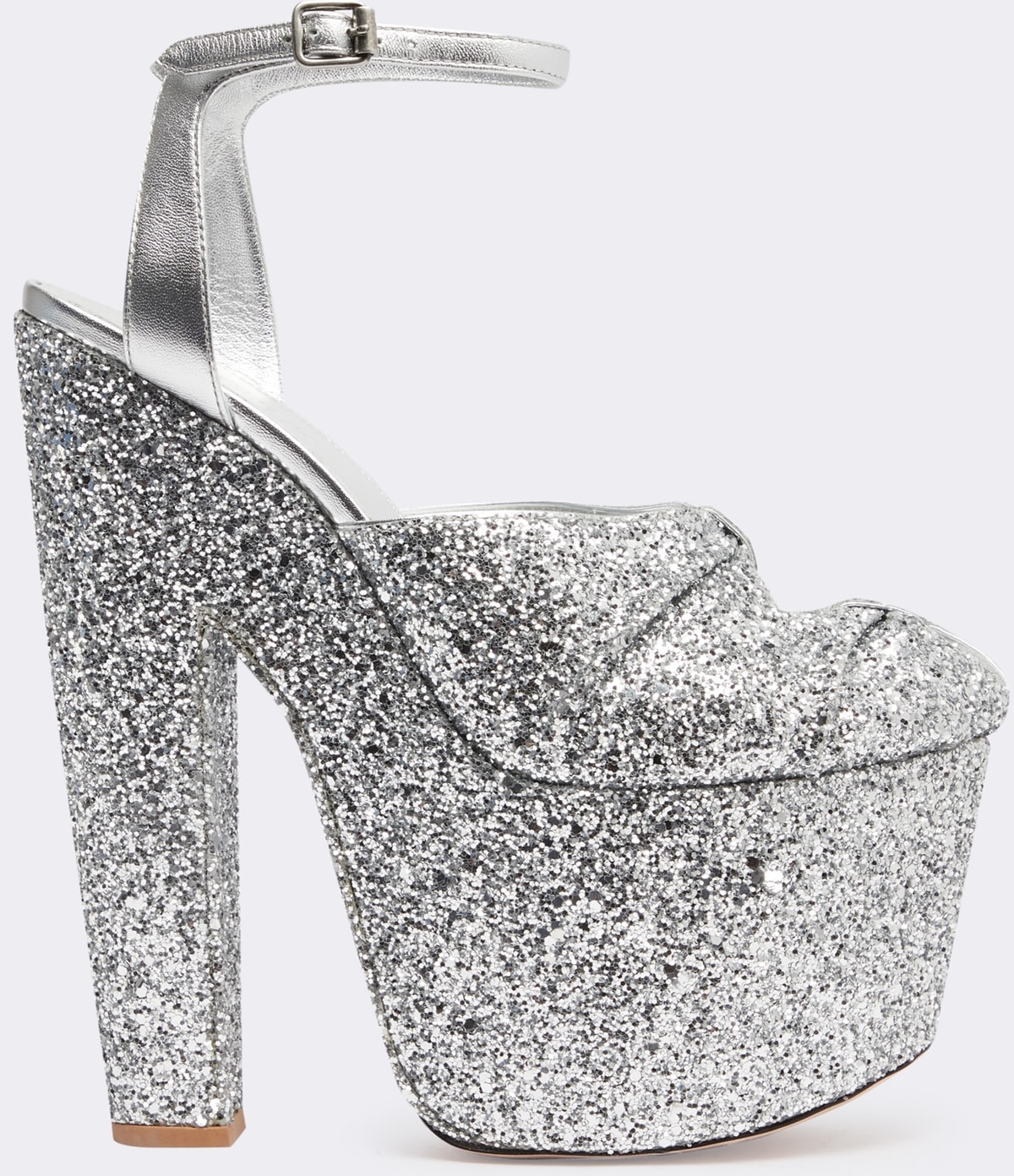 Designed with a cutout vamp and peep toe, Giambattista Valli's statement pumps are elevated by a skyscraper platform and block heel