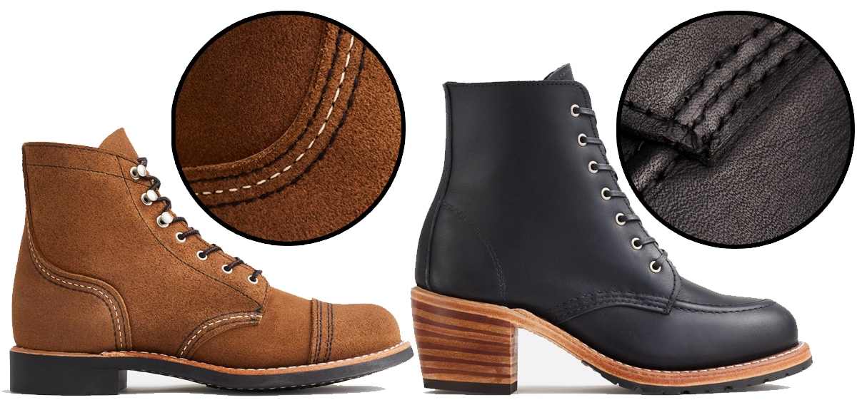 Genuine Red Wing shoes should have a triple-stitch pattern