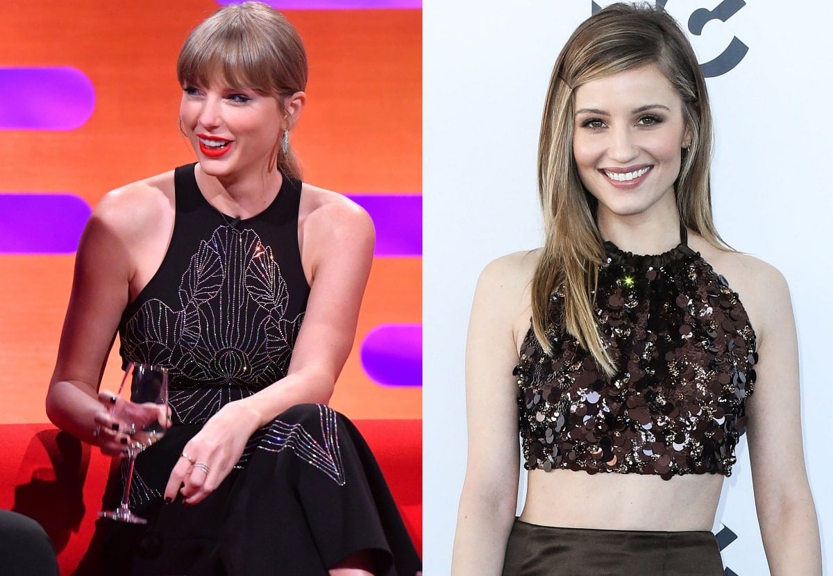 Taylor Swift and Dianna Agron have sparked years of fan theories about their close bond, but beyond the speculation, both stars continue to captivate with their style—Swift in a chic black embroidered halter dress and Agron in a shimmering sequin halter crop top paired with sleek separates.