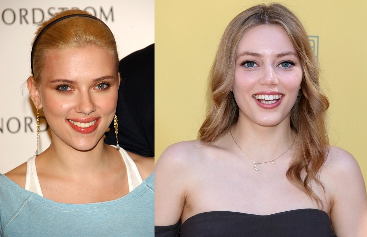 Though not related, Grace Van Dien (right) has often drawn comparisons to a young Scarlett Johansson (left) for their shared features—bright blue eyes, high cheekbones, and radiant smiles