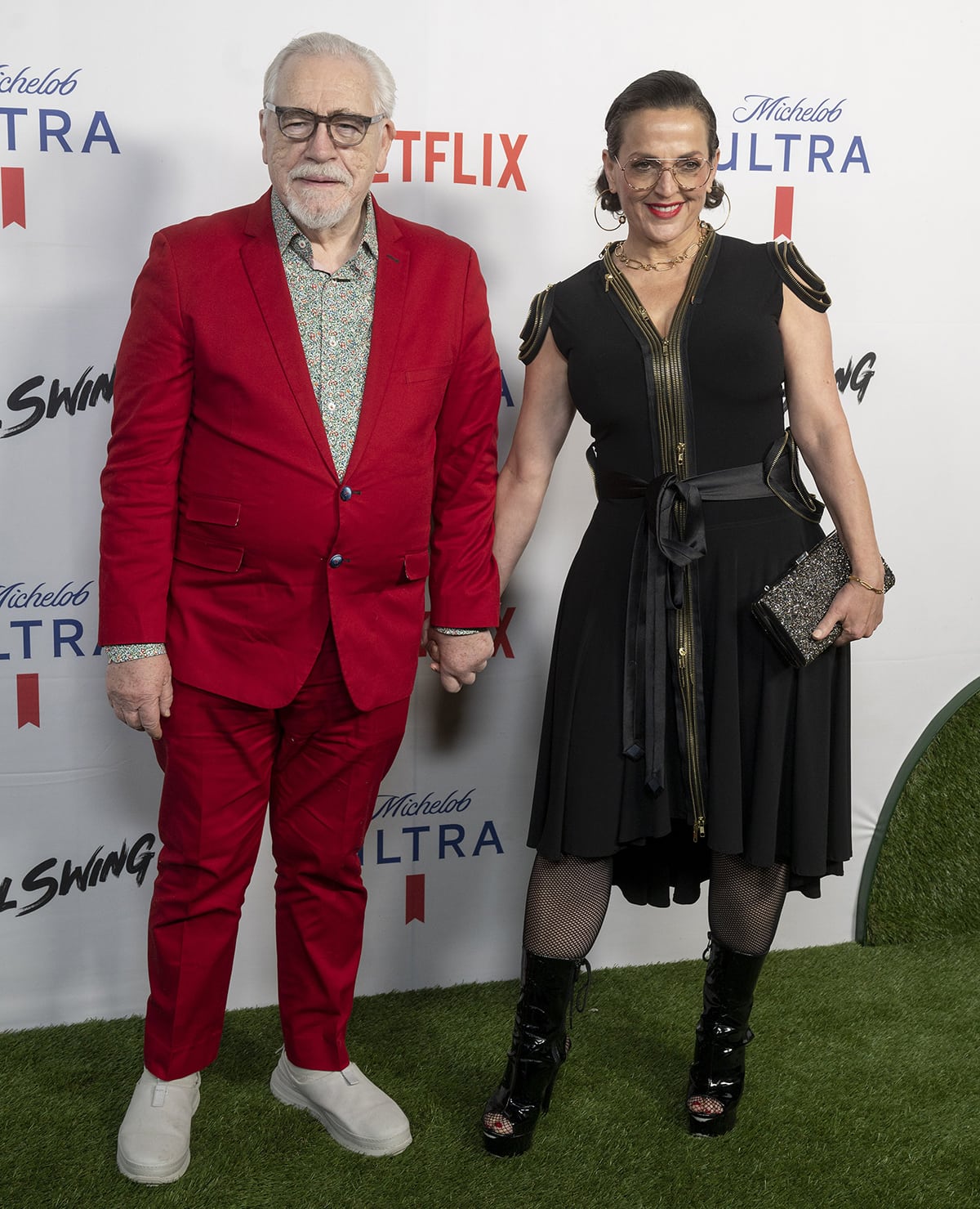 Scottish actor Brian Cox and his wife Nicole Ansari-Cox also graced the Michelob ULTRA x Netflix Full Swing Super Bowl Party