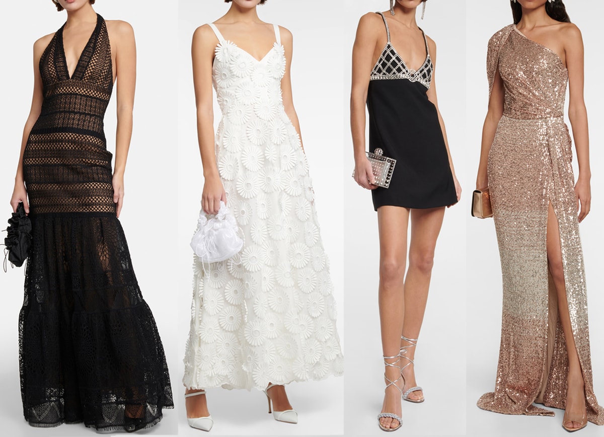 Elie Saab is known for its feminine designs and use of lace, Swarovski crystals, detailed embroidery, and gemstones