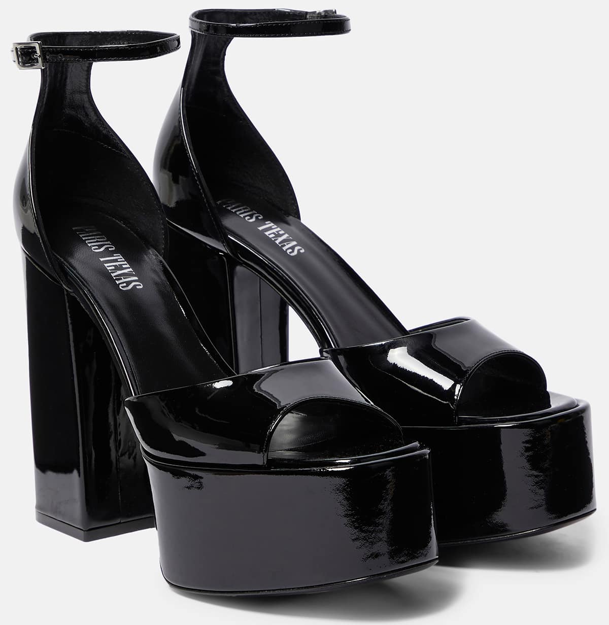 The Paris Texas Tatiana sandals boast a trendy square toe and a slender ankle strap set atop a 5-inch block heel