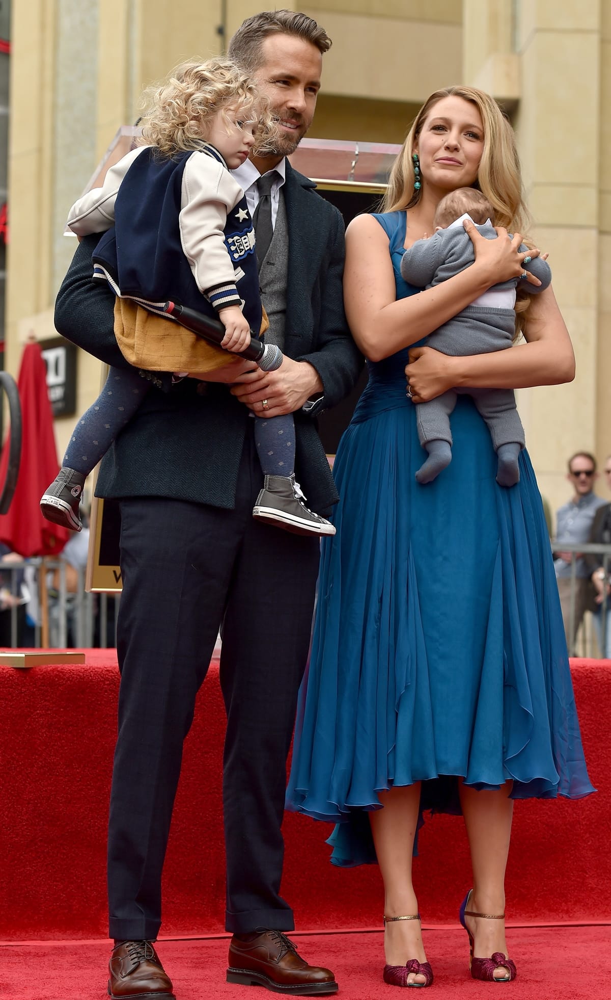 Ryan Reynolds and Blake Lively, with daughters James Reynolds and Ines Reynolds, attend the ceremony honoring Ryan Reynolds with a Star on the Hollywood Walk of Fame