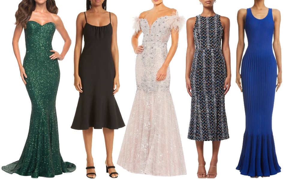 Mermaid dresses have flared skirts that create the illusion of a mermaid's tail