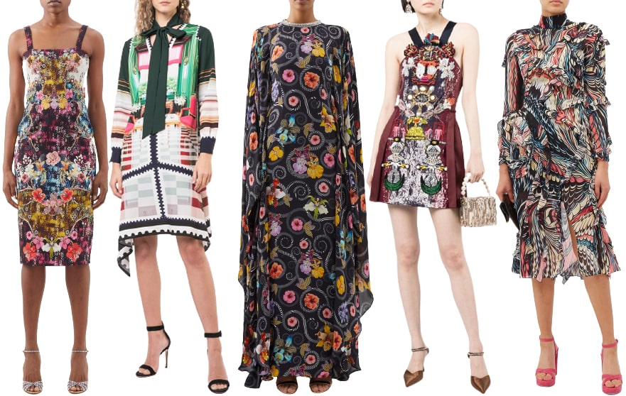 Mary Katrantzou's signature designs combine artistic prints, bold patterns, and feminine silhouettes, making each piece an opulent fashion statement