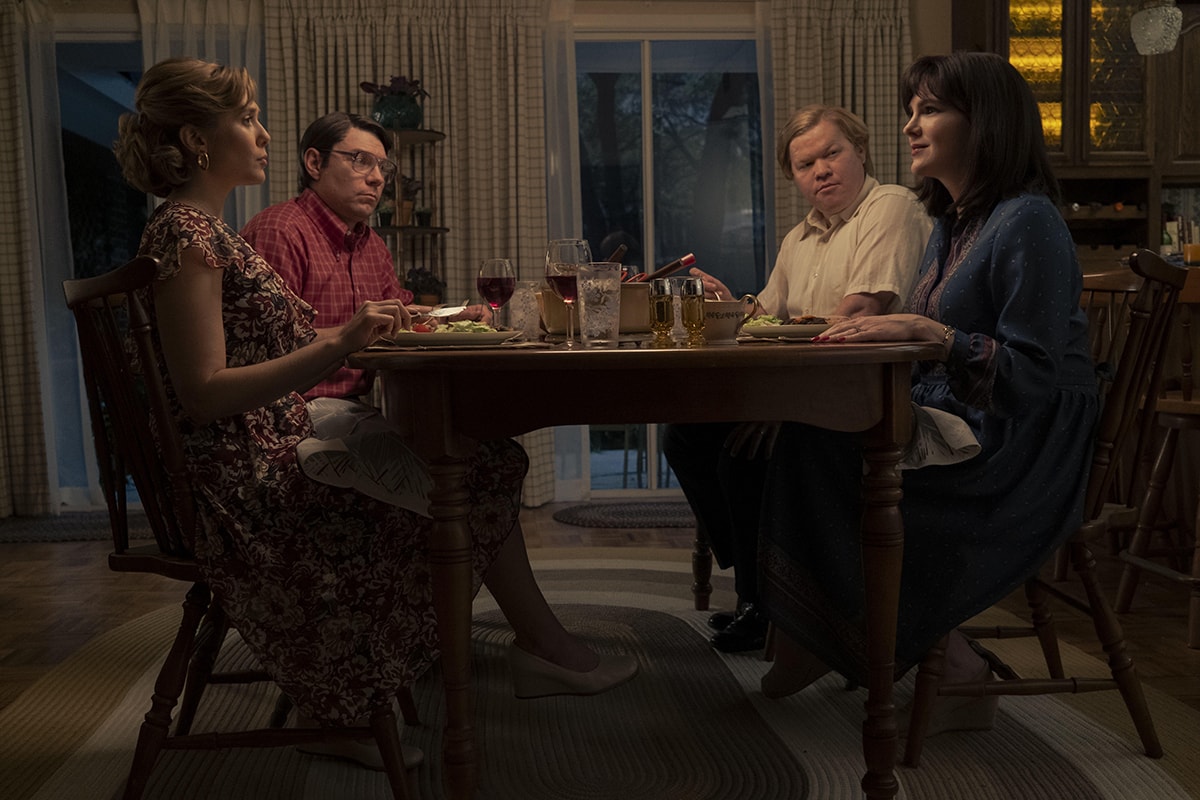 Elizabeth Olsen plays opposite Patrick Fugit with Jesse Plemons and Lily Rabe in the HBO Max series Love and Death
