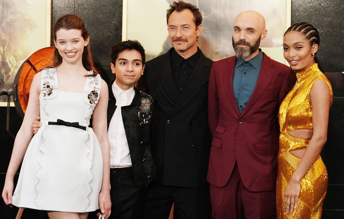 Ever Anderson, Alexander Molony, Jude Law, director David Lowery, and Yara Shahidi at the world premiere of Peter Pan Wendy