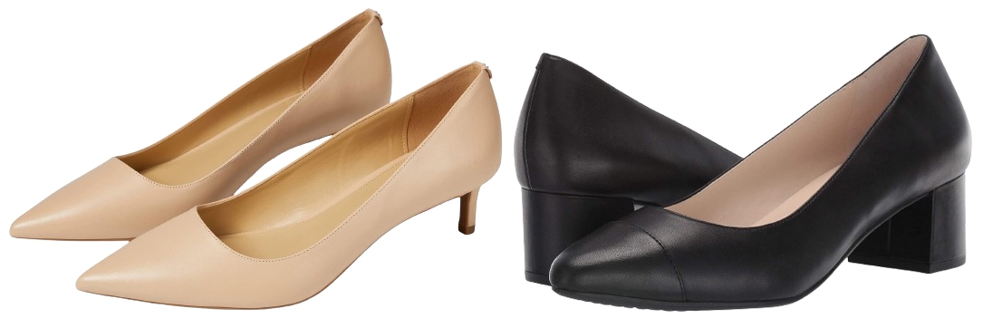 Wear kitten heels or short block heels to reduce pressure on the balls of your feet