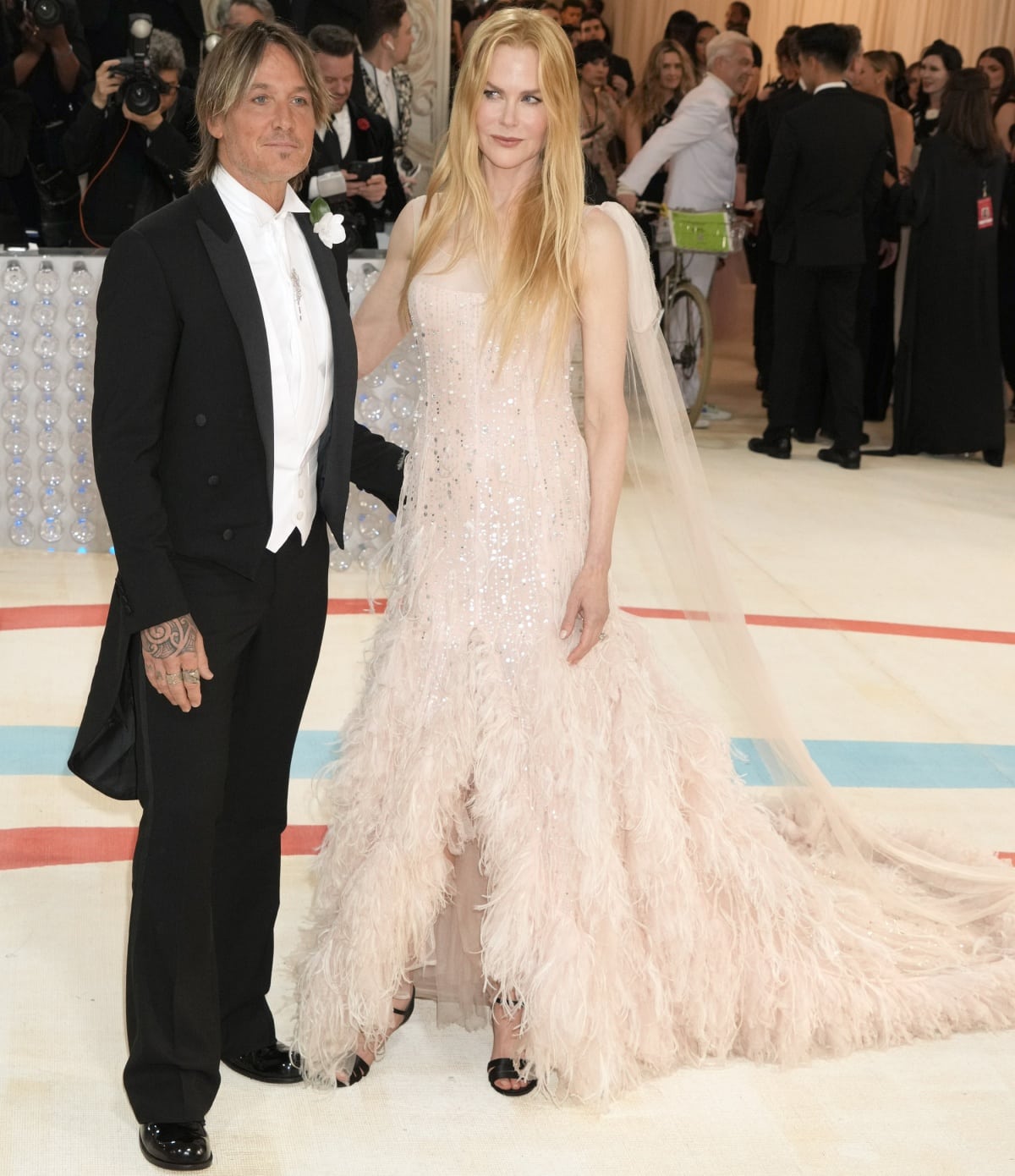 Nicole Kidman added a modern touch to her vintage Chanel gown by pairing it with sleek black open-toe sandals at the 2023 Met Gala