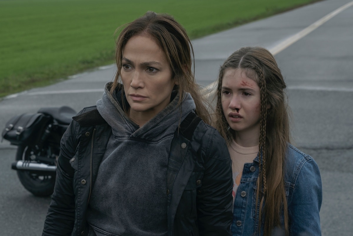 Jennifer Lopez and Lucy Paez share an intense moment on screen in The Mother, depicting a mother’s fierce determination to protect her daughter