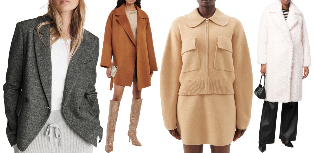 A wool jacket offers sophisticated warmth, blending timeless style with modern elegance