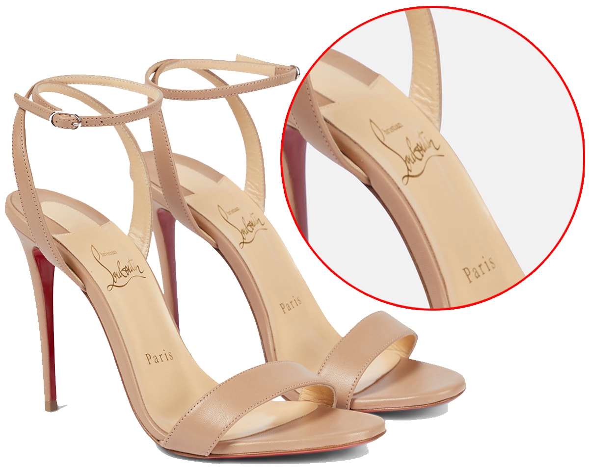 Authentic Christian Louboutin heels are distinguished by their evenly crafted insoles, precisely aligned uppers, and a refined, thinner logo font