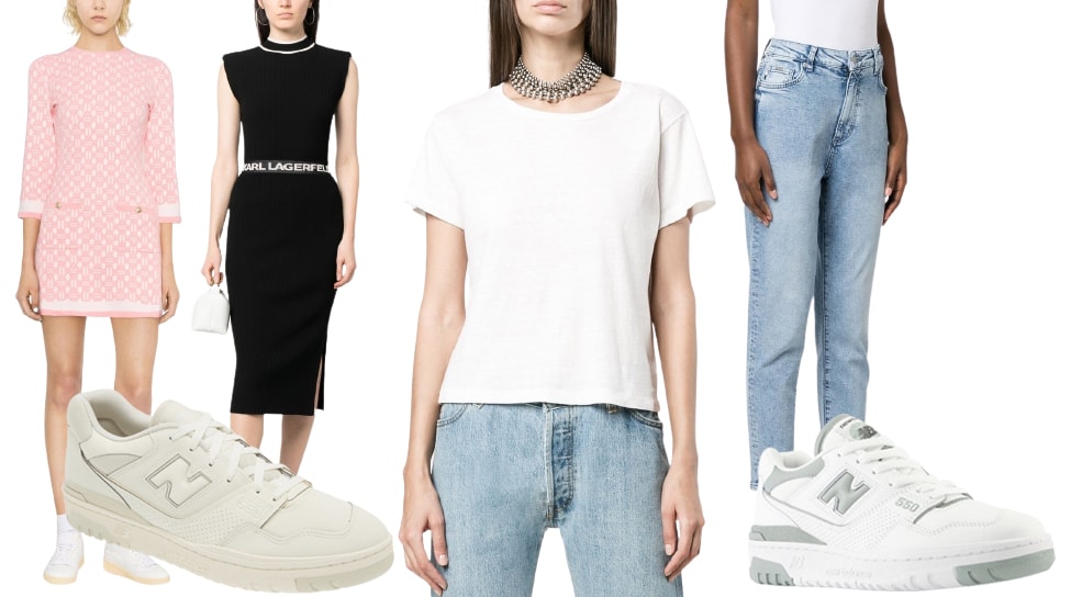 The New Balance 550 sneakers pair effortlessly with everything from casual denim and minimalist tees to chic knit dresses — offering a clean, sporty twist on everyday style