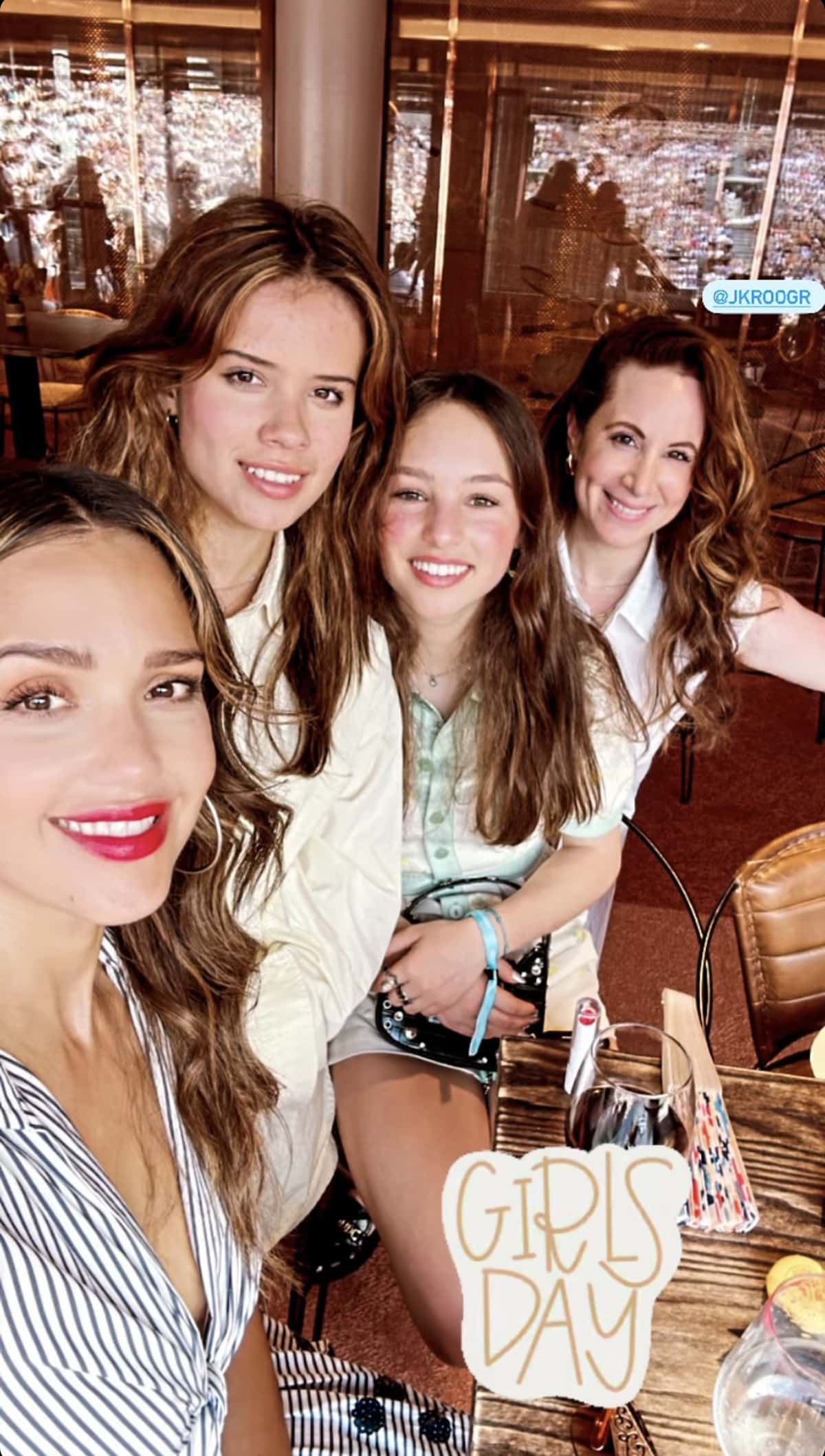 Jessica Alba with daughter Honor, another guest, and The Honest Company's Vice President of Marketing Communications Jen Kroog Rosenberg